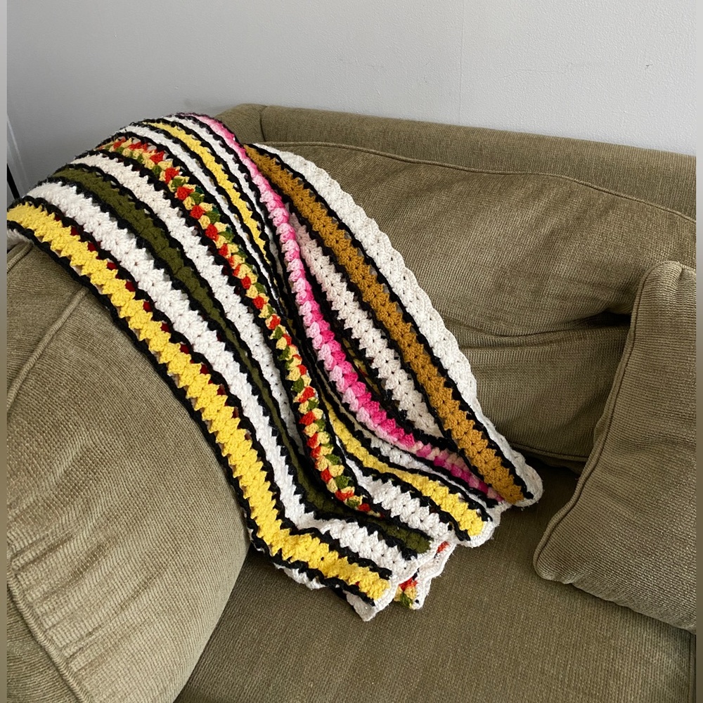 Funky and colorful Handmade Crochet Blanket